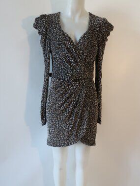 NWT Womens Jonathan Simkhai Black, Multi Colored Embroidered Belted Dress M